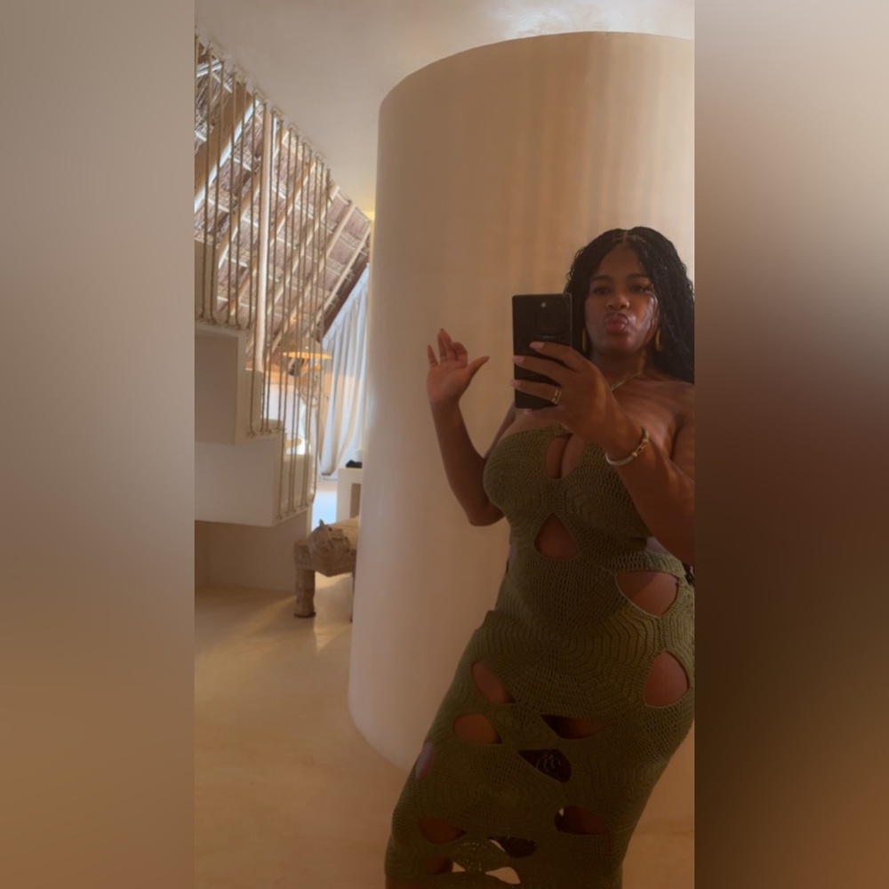 Green Cut out Crochet Dress